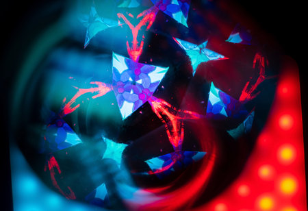 Macro catch of shape inside ancient kaleidoscope
