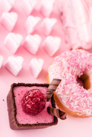sweets for Valentine's day, top viewの写真素材