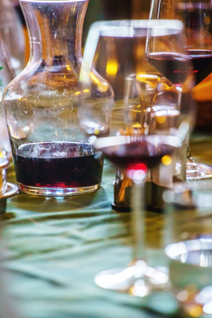 degustation red wine in Italyの写真素材