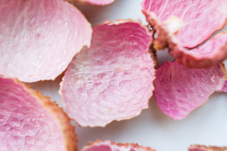 lychee  shells on the whiteの写真素材