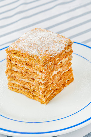 honey cake on the plate