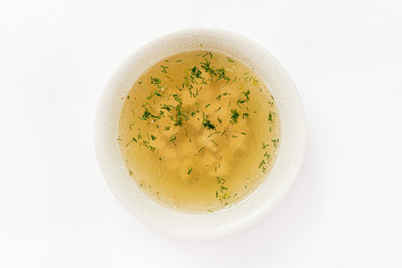 chicken soup on the whiteの写真素材