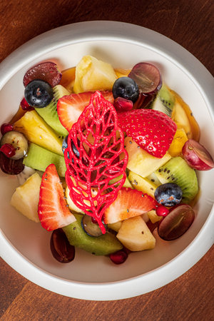 fruit salad in the bowlの写真素材
