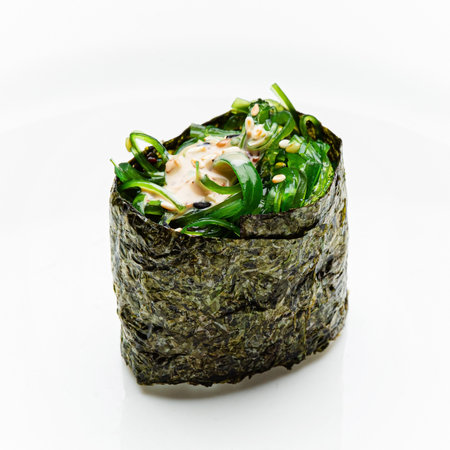 fresh sushi on the white backgroundの写真素材