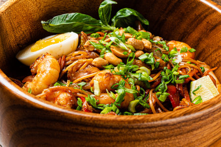 noodle with meat and vegetablesの写真素材