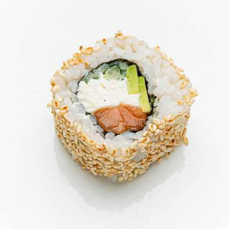 fresh sushi on the white backgroundの写真素材
