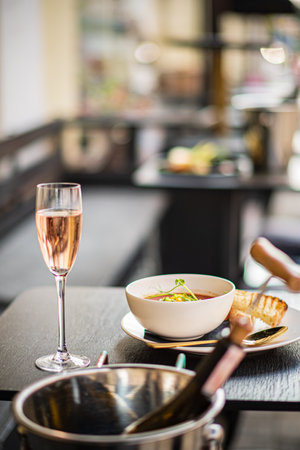 tasty lunch on the terraceの写真素材