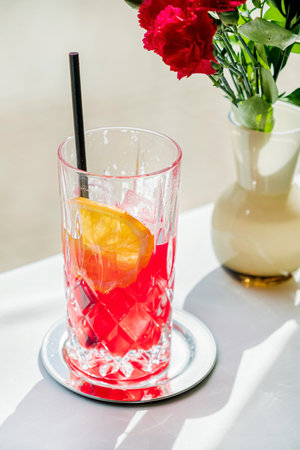 tasty mocktail in the sunny cafeの写真素材