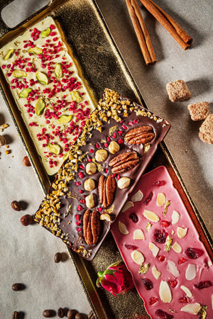 craft chocolate with nuts and cinnamon