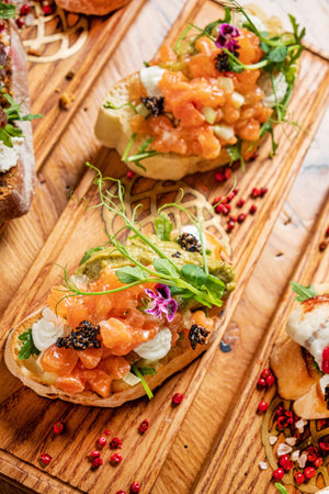 sandwich with salmon and cream cheeseの写真素材