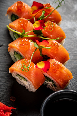 sushi set in the restaurantの写真素材