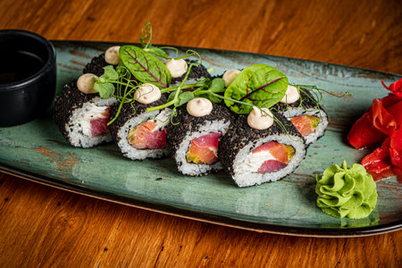 sushi set in the restaurantの写真素材