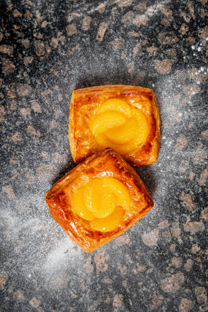 puff pastry with peah and cream