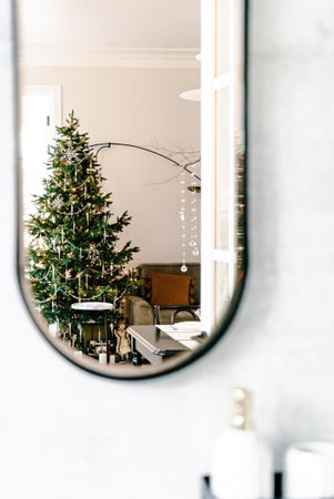 Christmas home with Christmas treeの写真素材