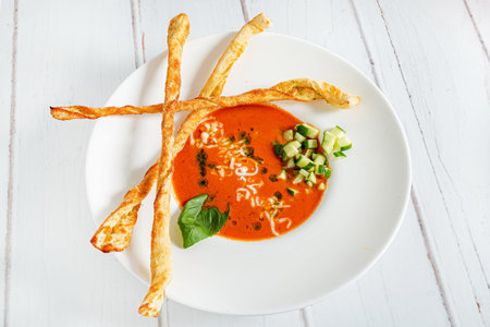 tomato cream soup, top view