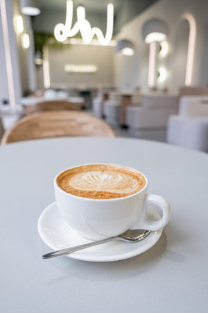 cup of cappuccino on the tableの写真素材