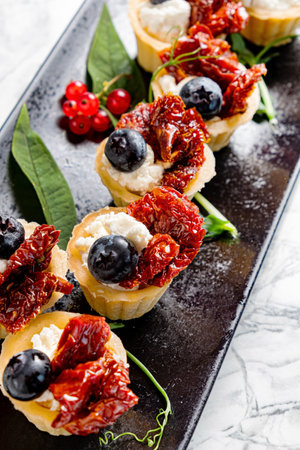 canape  on the catering tableの写真素材