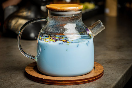 Blue tea from Butterfly pea flowerの写真素材