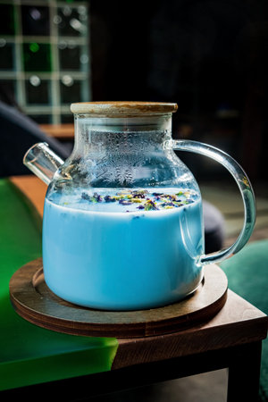Blue tea from Butterfly pea flowerの写真素材