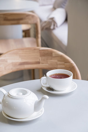 Cup of tea and teapotの写真素材