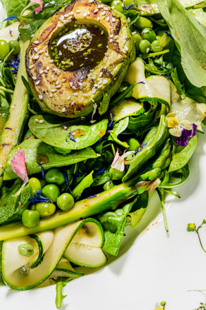 green salad on the white