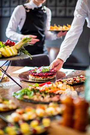appetizers on the catering tableの写真素材