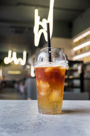 iced coffee in the cafeの写真素材