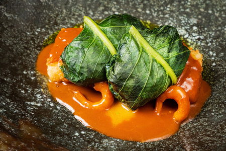 cabbage rolls with tomato sauceの写真素材