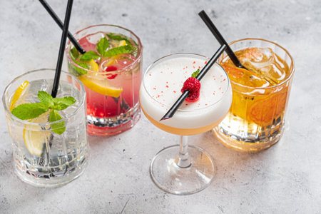 summer cocktail on the tableの写真素材