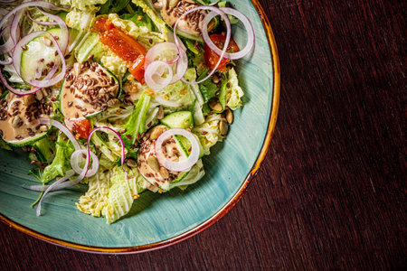 salad with cabbage and vegetablesの写真素材