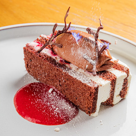 cake with cherry and whipped cream