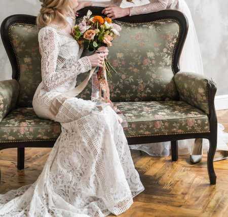 nice bride with flowersの写真素材