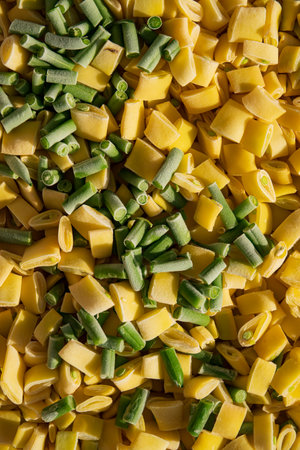 frozen yellow and green beansの写真素材