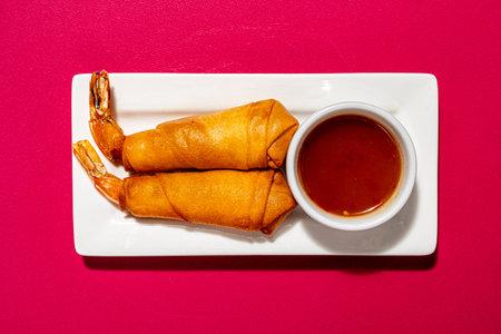 spring rolls with hot sauce
