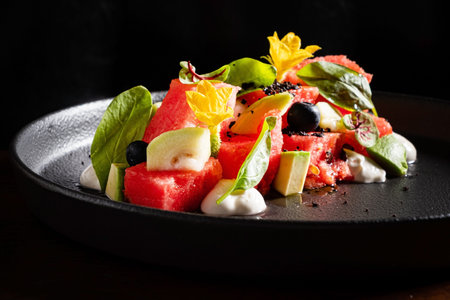 watermelon salad with fresh blueberries