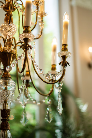 Crystal details catch the sunlight beautifully, creating a warm and inviting atmosphere.の写真素材