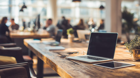 In a vibrant coworking space, people engage in creative tasks, sharing ideas and inspiration.の素材