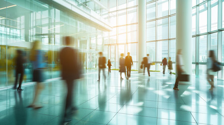 Business professionals collaborate in a bright, modern office environment.の素材