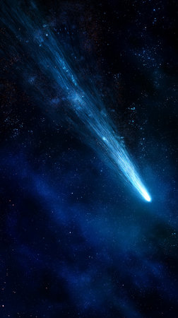 A dazzling comet swiftly streaks through the starry sky, captivating all who gaze.の素材