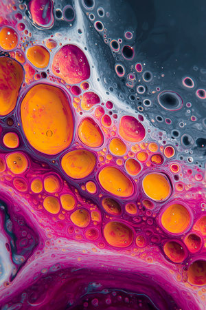 Colorful liquid shapes blend together in an artistic and imaginative composition, showcasing beauty.の素材