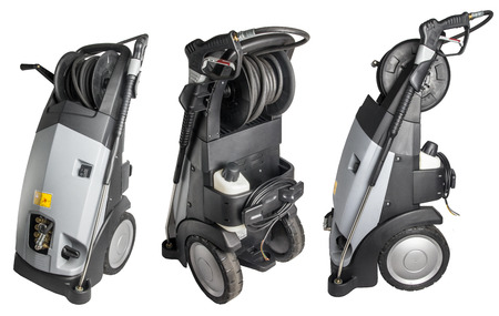 portable pressure washer isolated over white backgroundの写真素材