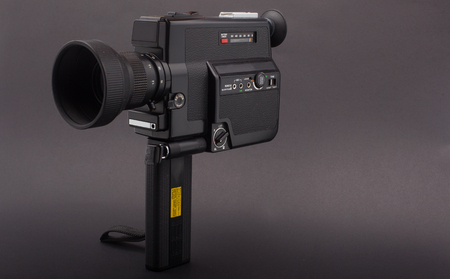 old cine camera on blackの写真素材