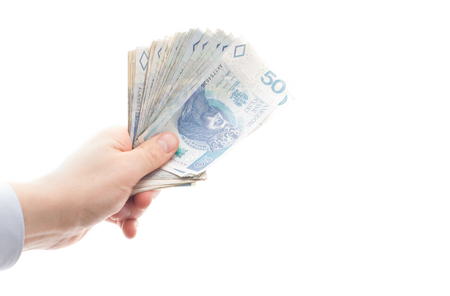 Money in hand -  polish bills.の写真素材