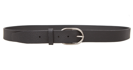 Black Leather Belt on White Background. Leather belt isolated on white.の写真素材