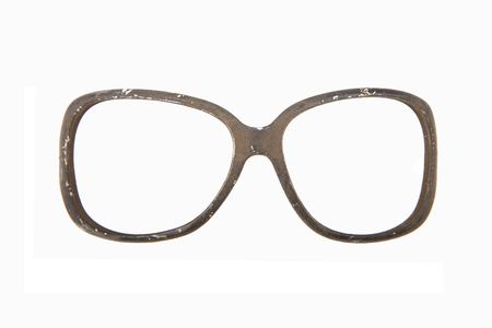 Retro sunglasses isolated on a white background. Old and destroyed glasses frame.の写真素材