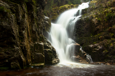 Kamienczyk waterfall, the highest waterfall in polish. Famous Kamienczyk waterfall, Poland.の写真素材