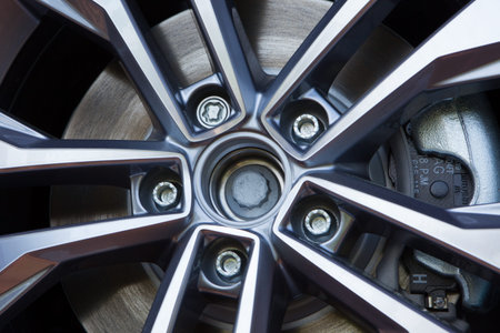 POZNAN - May 17, 2019: New car wheel on a car close-up. Brand new wheel and tire. Right from the...