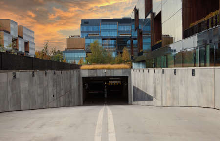 Entrance to parking or underground garage - modern architecture.の写真素材