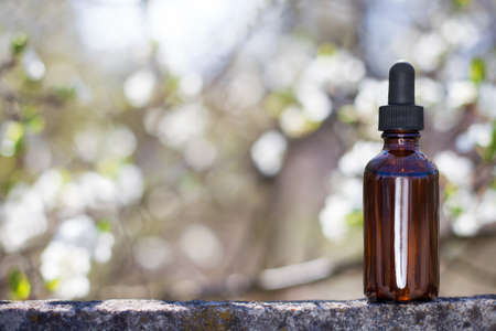 Dropper Bottle Mock-Up, vopy space. Selective focus.の写真素材