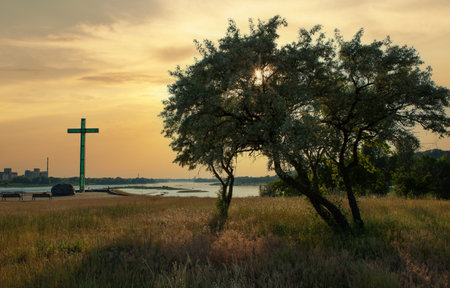 Poland, Wloclawek - May 26, 2019 Cross in Wloclawek priest Jerzy Popieluszko cross memorial monument...